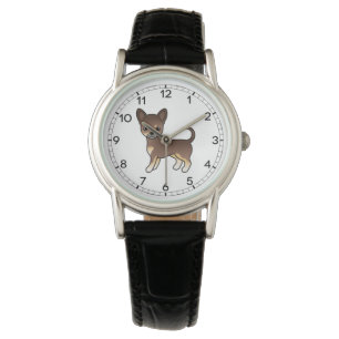 Reloj De Pulsera Chihuahua de pelaje liso de color chocolate y bron