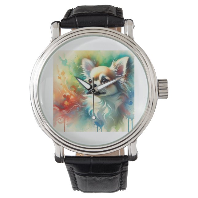 Reloj De Pulsera Chihuahua Dog Watercolor 200724AREF101 - Watercolo (Anverso)