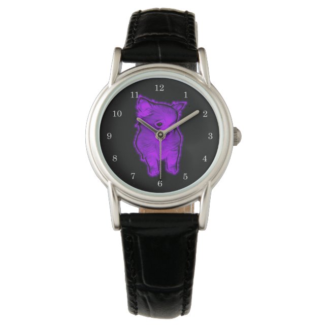 Reloj De Pulsera Chihuahua púrpura (Anverso)