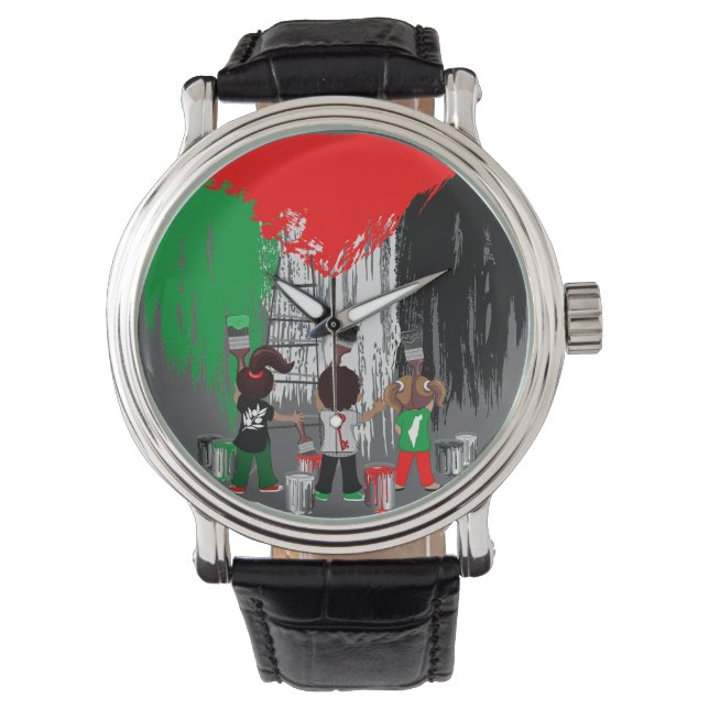 Reloj De Pulsera Children of Gaza Painting Palestine Flag  (Anverso)