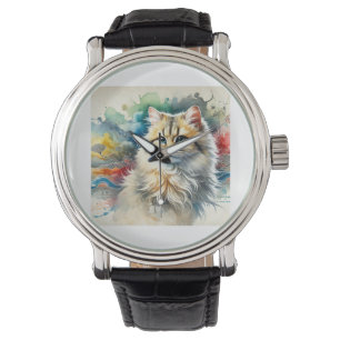 Reloj De Pulsera Chinese desert cat 120724AREF115 - Watercolor