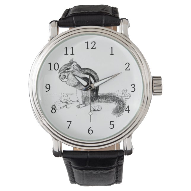 Reloj De Pulsera Chipmunk y Acorns Writes Watch (Anverso)