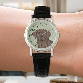 Reloj De Pulsera Chocolate Labrador Recuperador Cute Lab Perro Verd