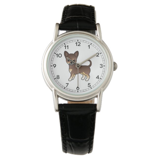 Reloj De Pulsera Chocolate Y Tan Fresco Chihuahua Cute Dog (Anverso)