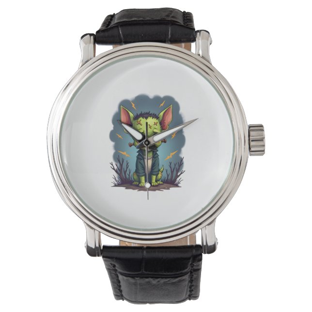 Reloj De Pulsera Choque Frankenstein Chihuahua (Anverso)