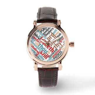 Reloj De Pulsera Christian PSALM 23 Arte de palabras coloridas