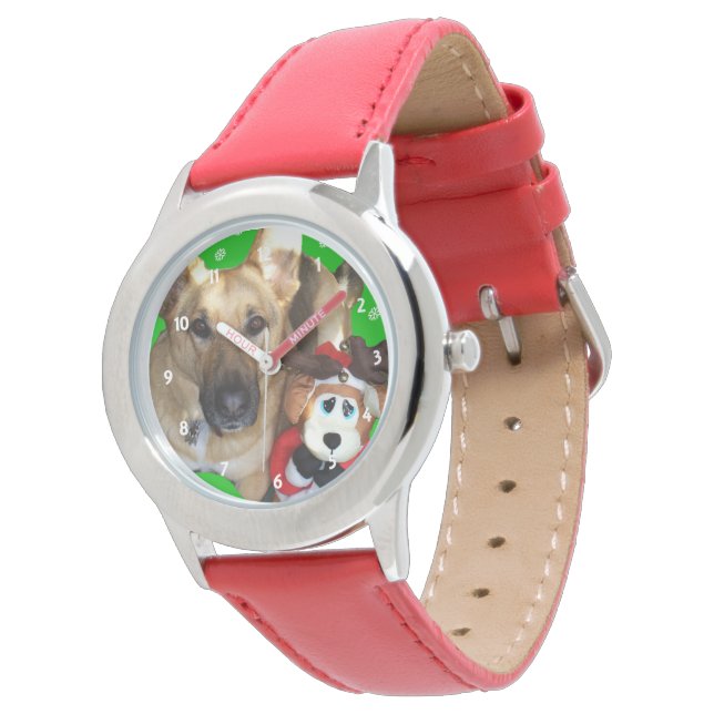Reloj De Pulsera Christmas German Shepherd & Toy Reindeer (Angular)