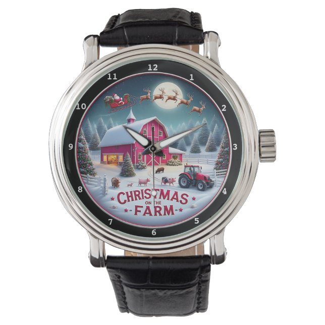 Reloj De Pulsera Christmas on the Farm (Anverso)