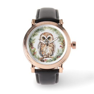 Reloj De Pulsera christmas owl illustration owl wall art holiday 