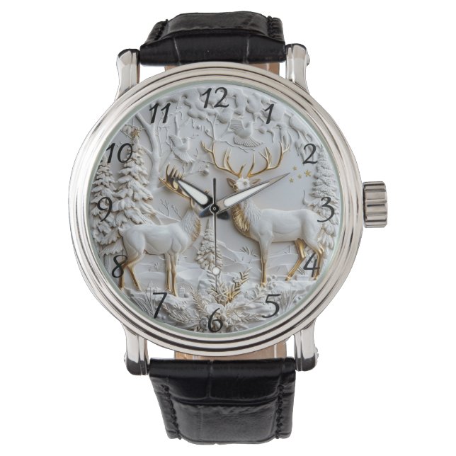 Reloj De Pulsera Christmas Reindeer Winter Magic (Anverso)