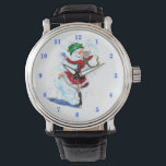 Reloj De Pulsera Christmas Watch Gift Snowman and Girl Dance<br><div class="desc">Happy Snowman and Girl Dance Tango Christmas Party Fun Cartoon Drawing - Choose / Add Your Unique Text / Name / Color - Make Your Special Gift - Resize and move or remove and add elements / text with customization tool ! Drawing and Design by MIGNED. Please see my other...</div>
