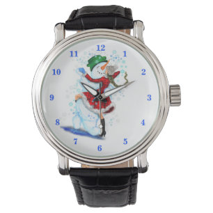Reloj De Pulsera Christmas Watch Gift Snowman and Girl Dance