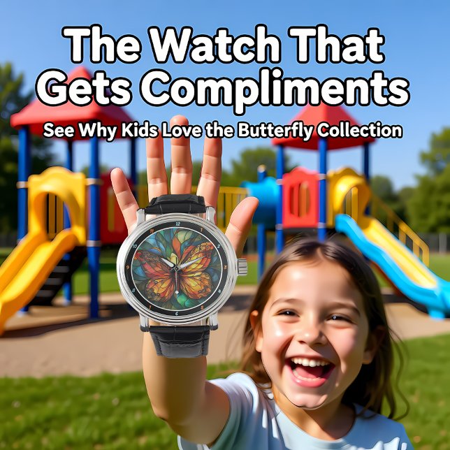 Reloj De Pulsera Chromatic Flight" - Stained Glass Butterfly (Subido por el creador)