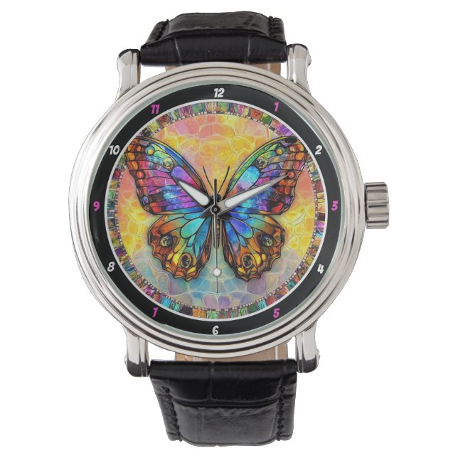 Reloj De Pulsera Chromatic Flutter" - Mosaic Butterfly (Anverso)
