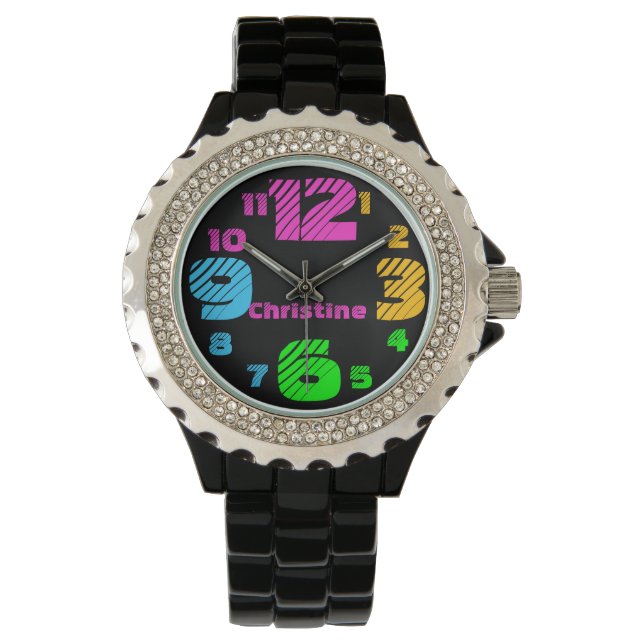 Reloj De Pulsera Chunky Neon Numbers Black Watch femenino (Anverso)