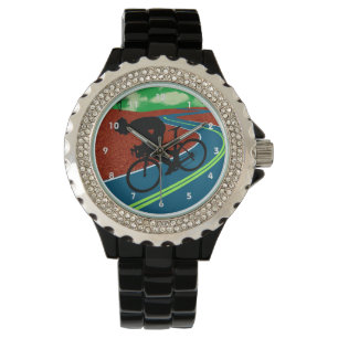 Reloj De Pulsera Ciclista en una carretera curva