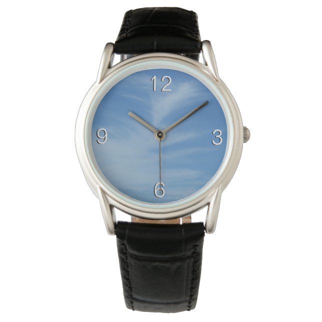 Reloj De Pulsera Cielo azul con nubes blancas resumen foto natural (Anverso)