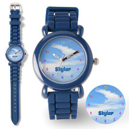 Reloj De Pulsera Cielo azul con nubes giratorias