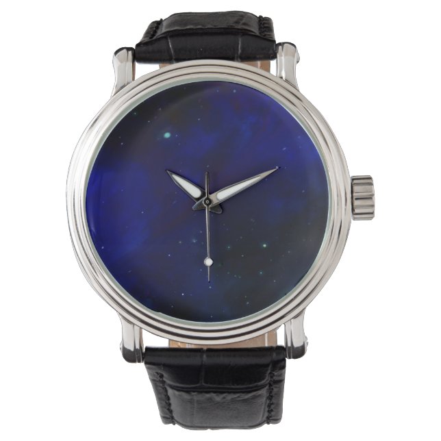 Reloj De Pulsera Cielo azul de medianoche con estrellas (Anverso)