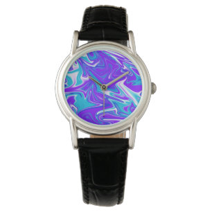 Reloj De Pulsera Cielo Azul Sedoso Marmoleado,