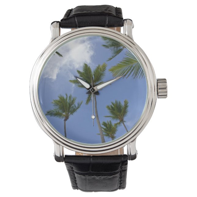 Reloj De Pulsera Cielo azul y palmeras (Anverso)