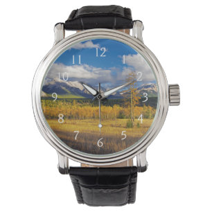 Reloj De Pulsera Cielos azules y nubes sobre un prado