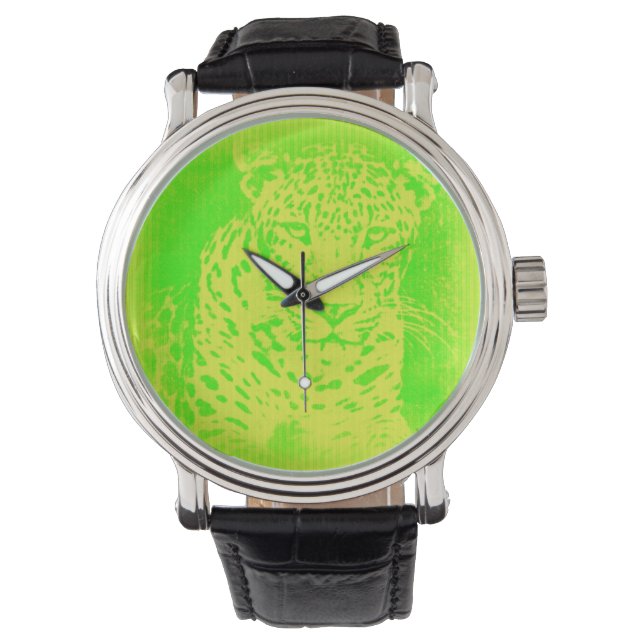 Reloj De Pulsera Cierre de la cara de leopardo (Anverso)