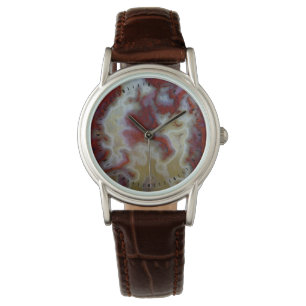 Reloj De Pulsera Cierre de la losa de Agate Moss Rojos