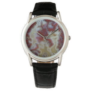 Reloj De Pulsera Cierre de la losa de Agate Moss Rojos