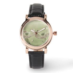 Reloj De Pulsera Cierre de las flores de madera de perro rosa  Marc
