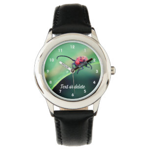 Reloj De Pulsera Cierre personalizado de insectos de escarabajo roj