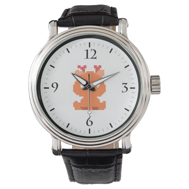 Reloj De Pulsera Ciervo bebé pixelado lindo jugando cartas (Anverso)