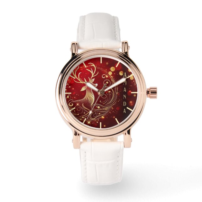 Reloj De Pulsera Ciervo Radiante de Oro (Anverso)