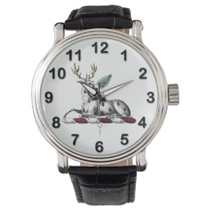 Reloj De Pulsera Ciervo Venado con Emblema de Cima Heráldica de Hel