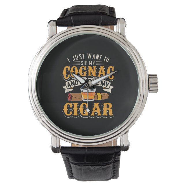 Reloj De Pulsera Cigar Lover | Mi Cognac Y Fumar Mi Cigar (Anverso)