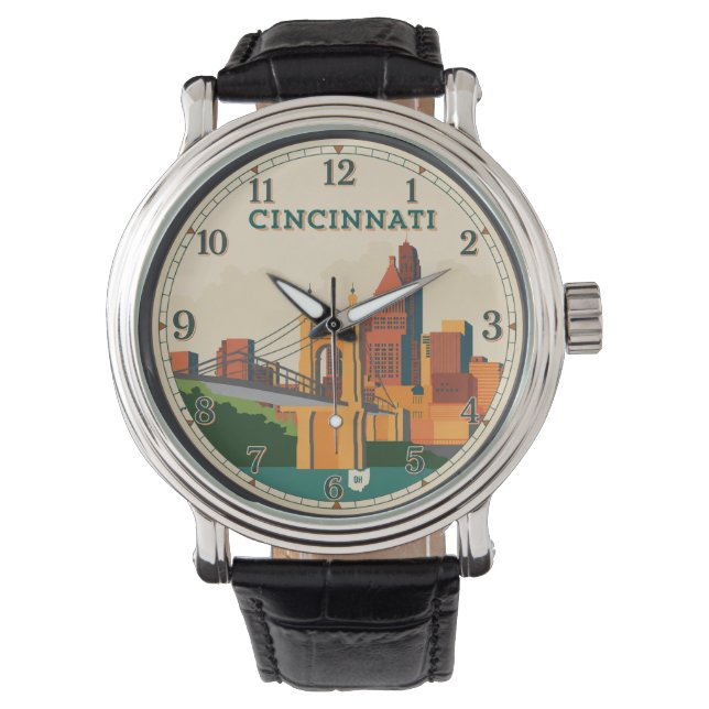 Reloj De Pulsera Cincinnati Ohio Skyline  (Anverso)