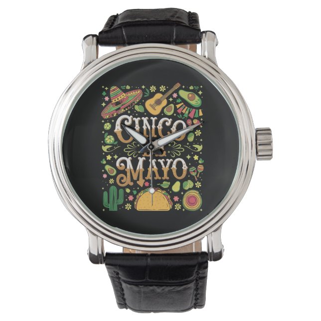 Reloj De Pulsera Cinco de Mayo Fiesta Cute Elementos Fiestas (Anverso)