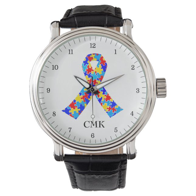 Reloj De Pulsera Cinta de sensibilización sobre autismo personaliza (Anverso)