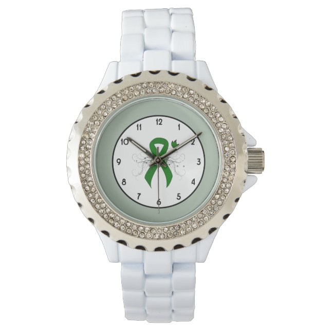 Reloj De Pulsera Cinta de sensibilización verde con mariposa (Anverso)
