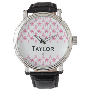 Reloj De Pulsera Cinta rosa de cáncer de mama Esperanza Personaliz