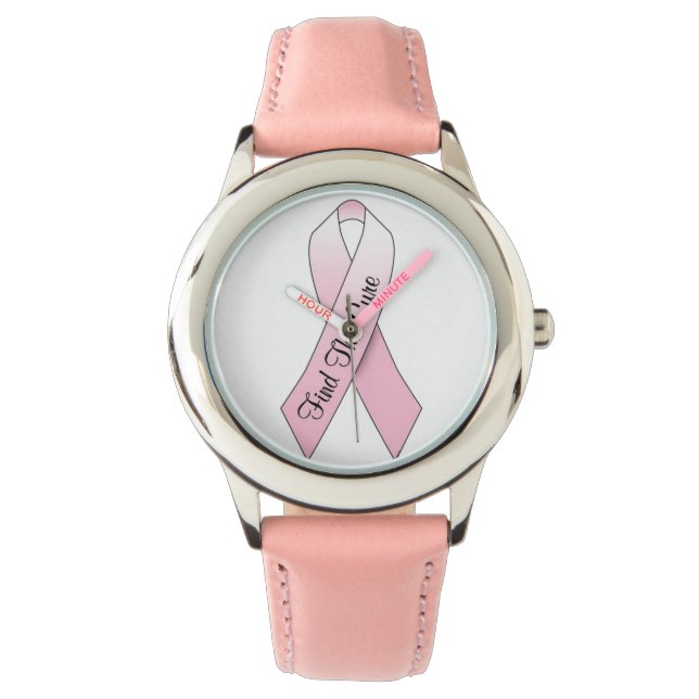Reloj De Pulsera Cinta rosa de sensibilización sobre el cáncer de m (Anverso)