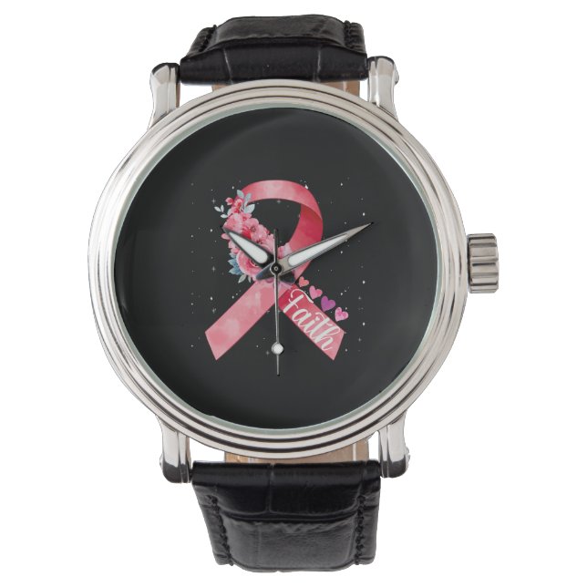 Reloj De Pulsera Cinta rosa para la toma de conciencia sobre el cán (Anverso)