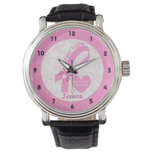 Reloj De Pulsera Cinta rosa Sobreviviente de cáncer de mama y front