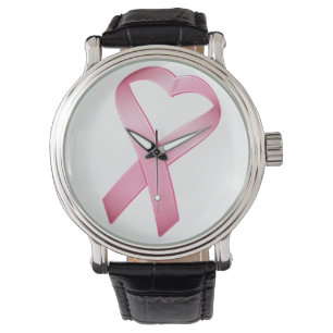 Reloj De Pulsera Cinta rosada del cáncer del corazón