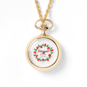 Reloj De Pulsera cir de color rojo verde agregar nombre de dama de 