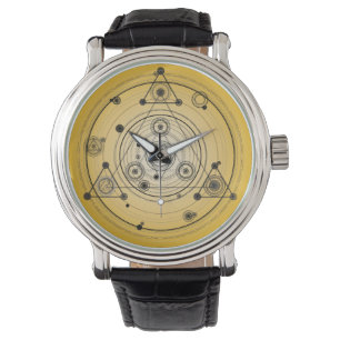 Reloj De Pulsera Círculo amarillo sagrado de geometría con símbolos