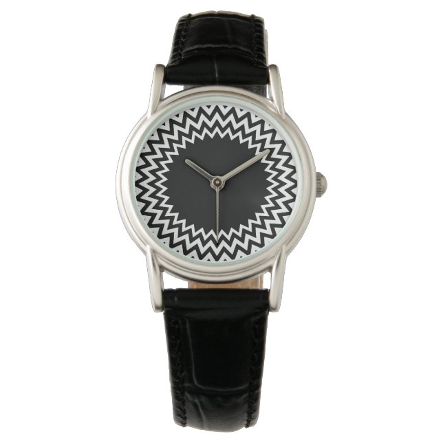 Reloj De Pulsera Círculo blanco negro (Anverso)