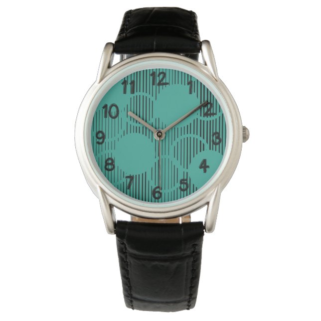 Reloj De Pulsera Círculos con lino turquesa (Anverso)