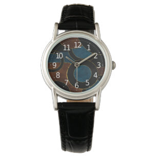 Reloj De Pulsera Círculos Geométricos Abstractos Oro  Hoja Brillant