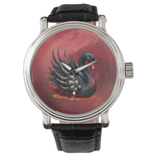 Reloj De Pulsera Cisne Oscuro de Huesos – Elegancia Gótica